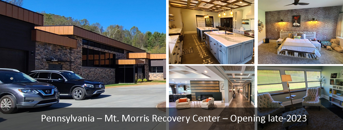 Photo of Mt. Morris Recovery Clinic. Text on photo says Pennsylvania - Mt. Morris Recovery Center - Opening late-2023.