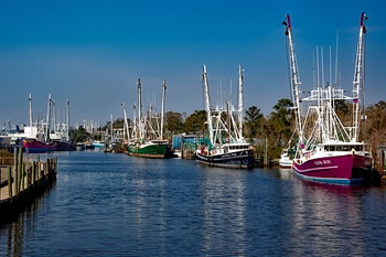 EB-5 Regional Center in Alabama. Photo of fishing boats on the Bayou La Batre, Alabama.