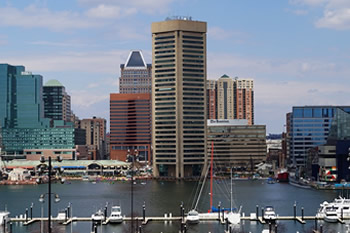 EB-5 Regional Center in Maryland. Photo of downtown Baltimore, Maryland.