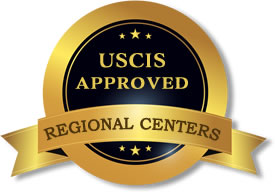 A gold USCIS regional centers stamp of approval